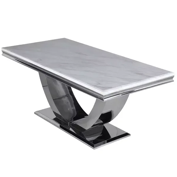 Arial dining table 1.6m marble top chrome base