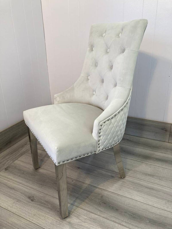 Majestic dining chairs plush velvet light grey x 4