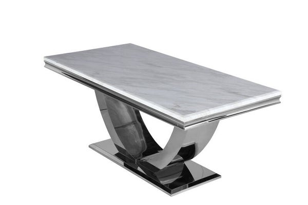 Arial White marble top dining table