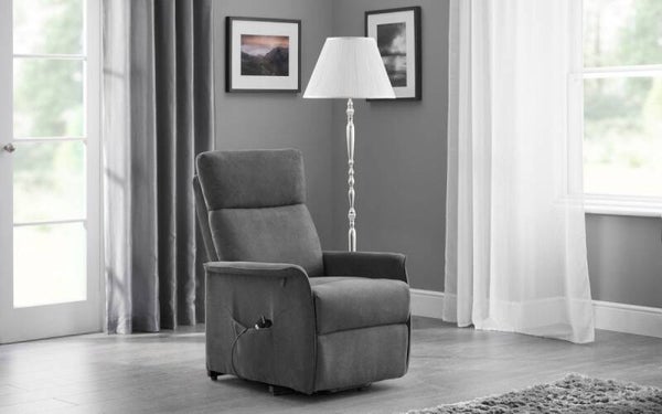 Helena Rise & Recliner - Charcoal Fabric