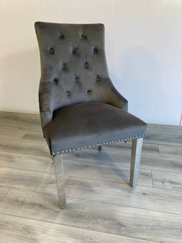 Majestic dark grey velvet dining chair