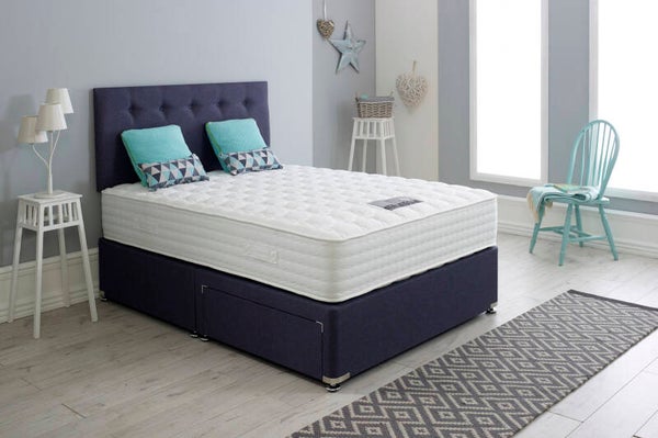 Verona Ortho Ultra 1000 4'6" Divan Bed 4 Drawer Comet Silver