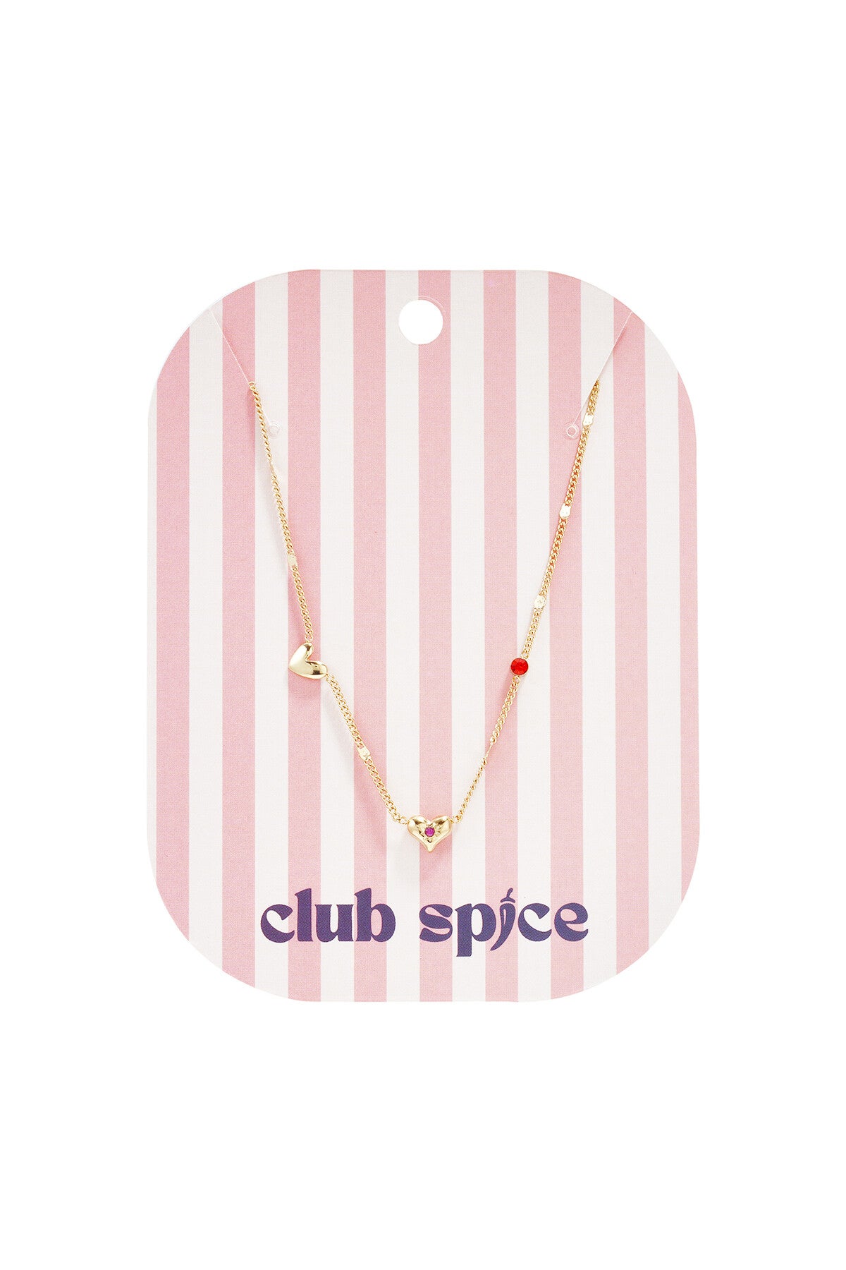 Ketting subtiel met hartjes en strass