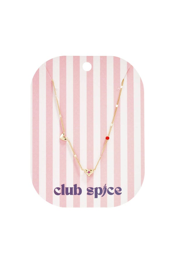 Ketting subtiel met hartjes en strass