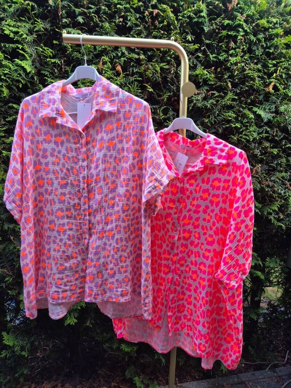 Oversized neon blouse