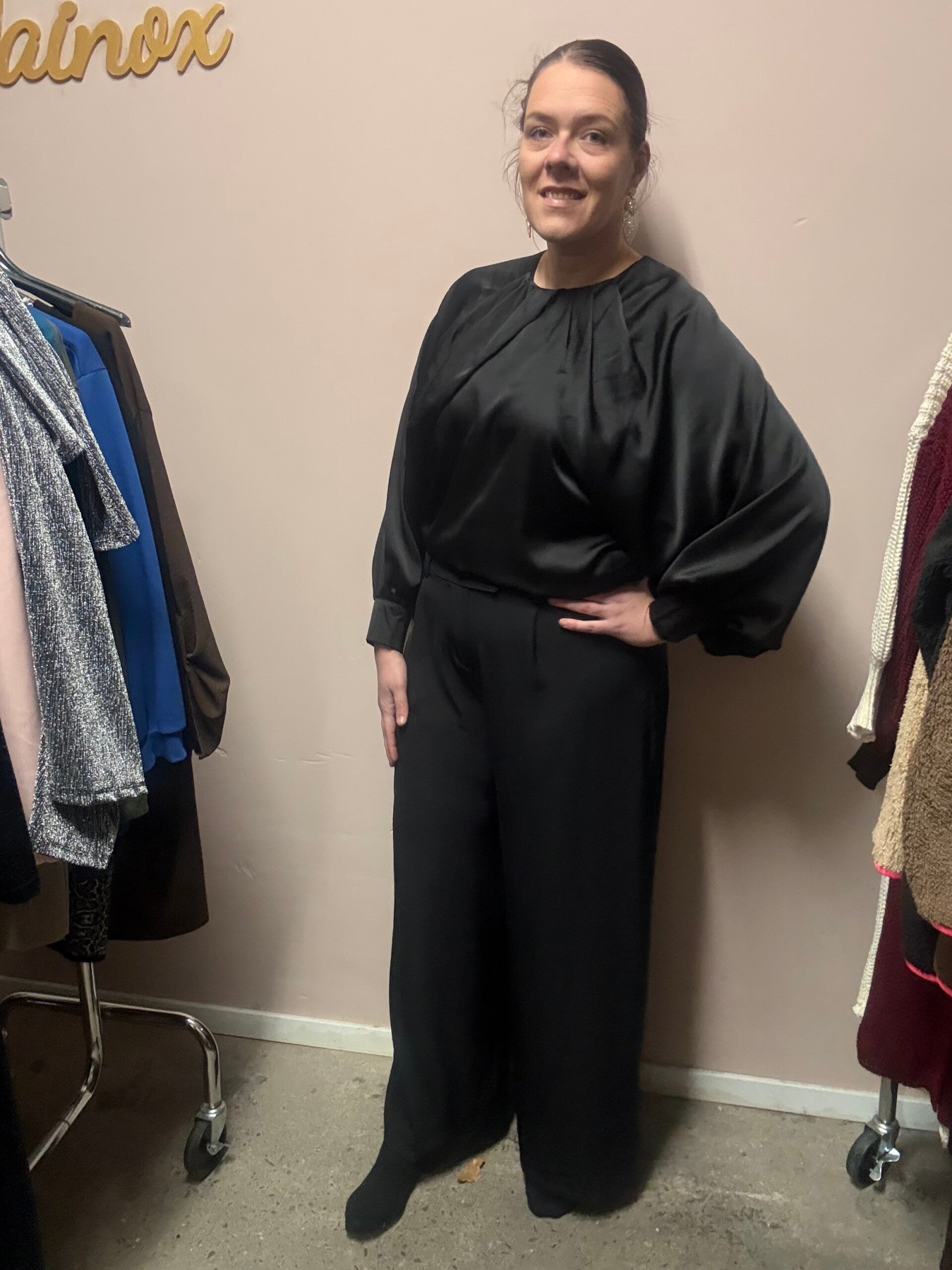 Pantalon high wide leg