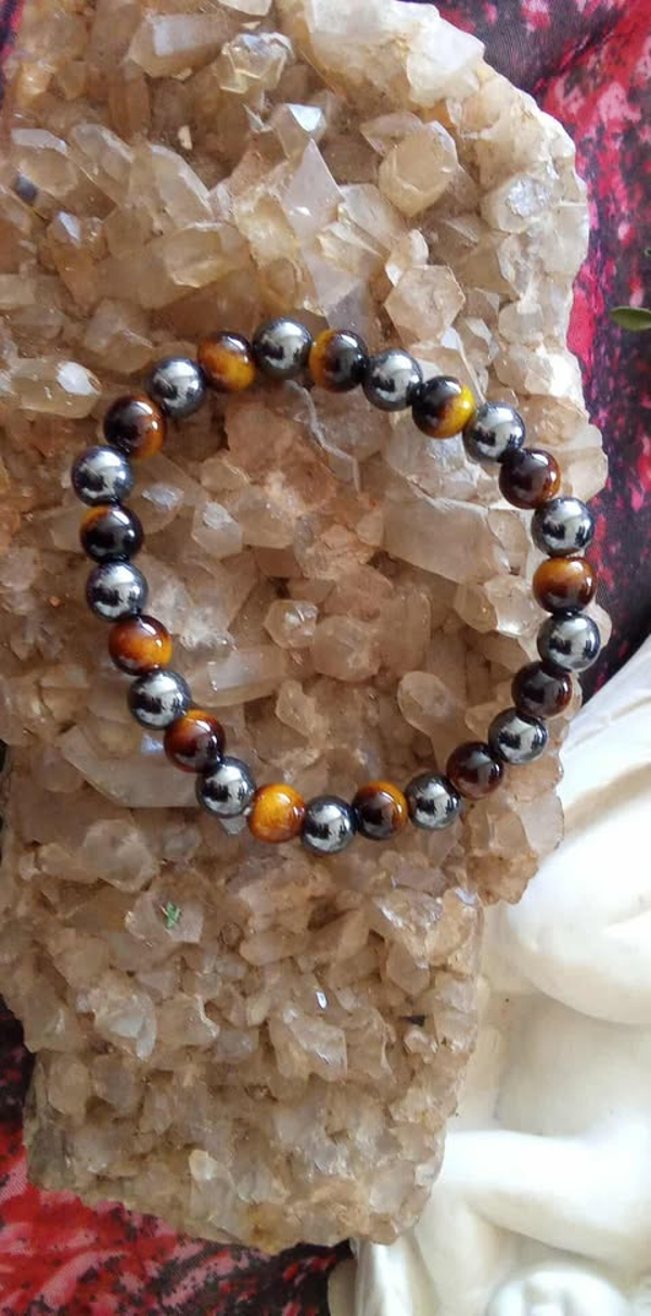 Bracelet Oeil de Tigre et Hématite Double protection