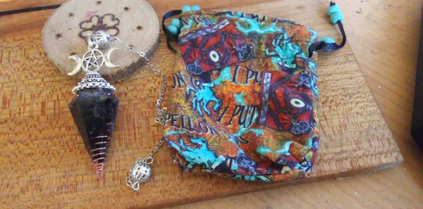pochon + pendule orgonite Obsidienne
