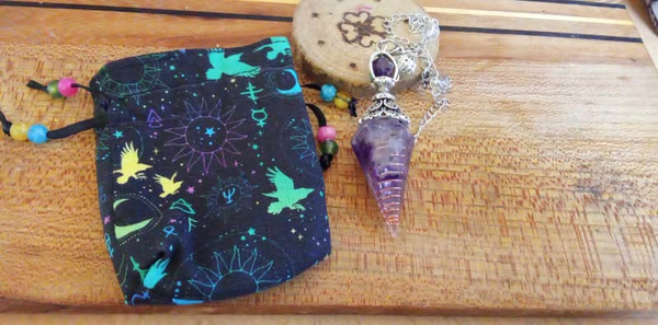 pochon + pendule orgonite améthyste