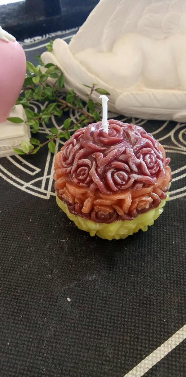 Bougie boule fleurs