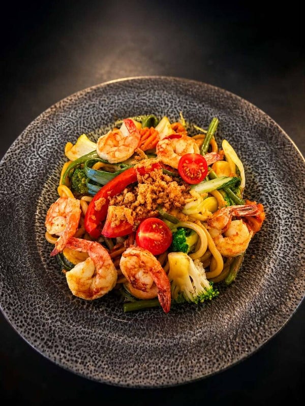 Udon-Nudeln Gebratenen