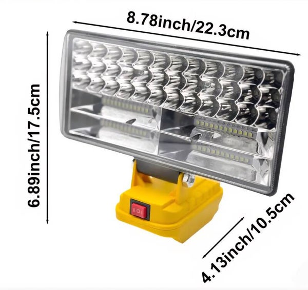 LED-flomlampe passer Dewalt 18v batterier.