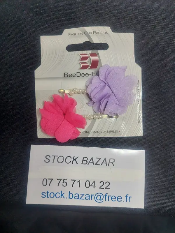 Double barrettes fuschia violet avec perles