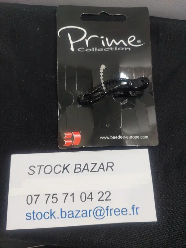 Barrette pince crocodile longue avec strass noir