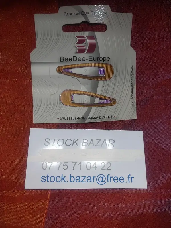 Deux Barrettes pince clic clac marron à traits