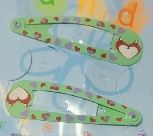 Barrettes pinces clic clac modèle coeurs renards