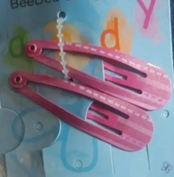 Barrettes pinces clic clac modèle rose avec traits