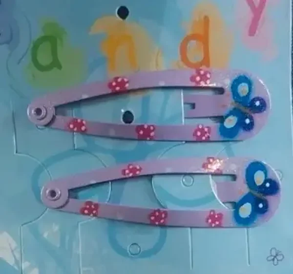 Barrettes pinces clic clac modèle papillon violet bleu