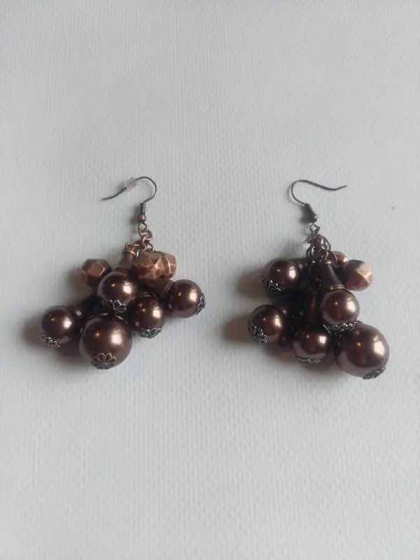Boucles d oreilles avec breloques marron cuivre