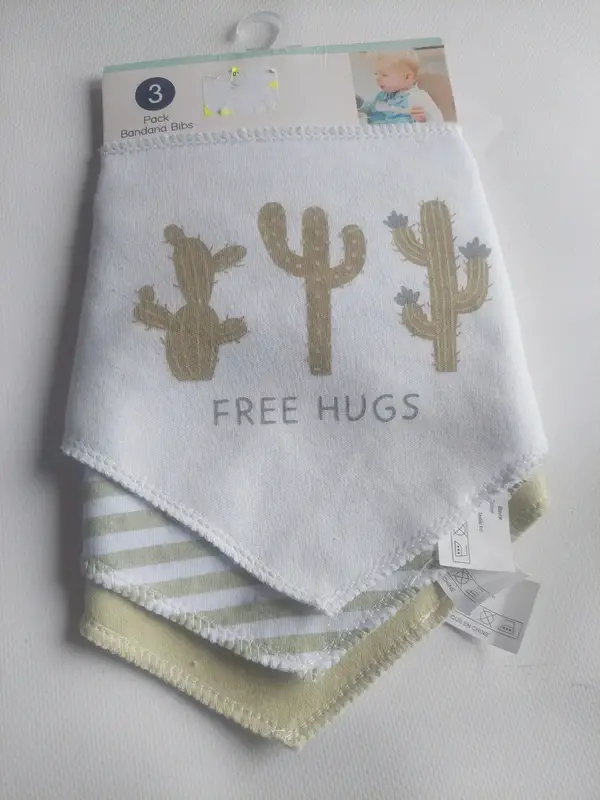 Lot de 3 bavoirs bandanas cactus