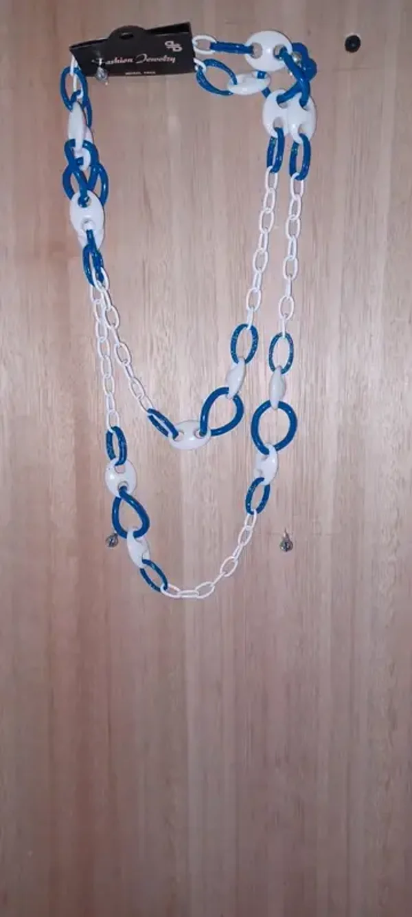 Collier chaînage bleu et blanc