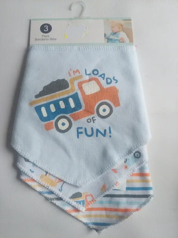 Lot de trois bavoirs bandana camion