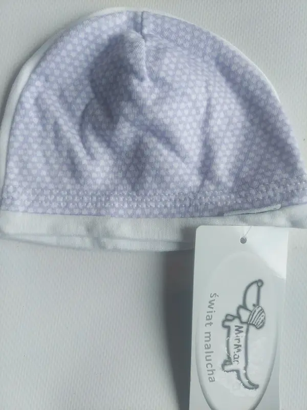 Bonnet fin lilas petits coeurs taille 38 cm