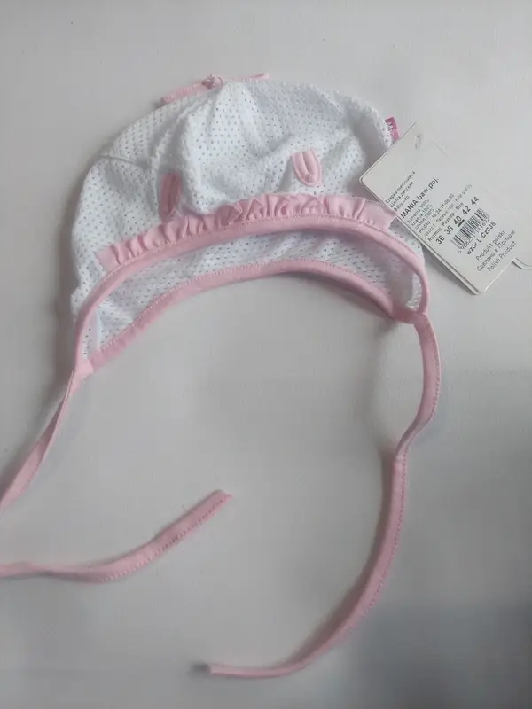 Bonnet léger rose et blanc 40 cm
