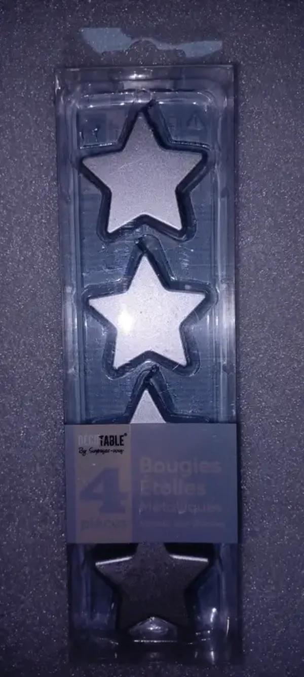 Bougies métallisées étoile argent