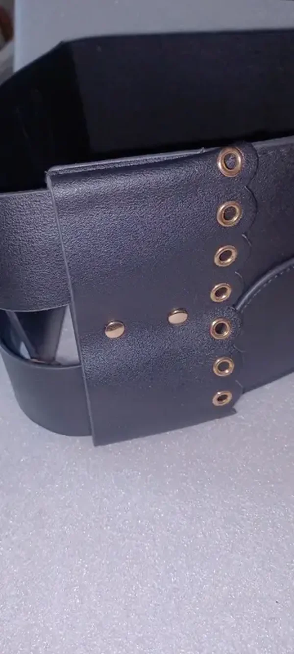 Ceinture noire élastique double boucle dorée