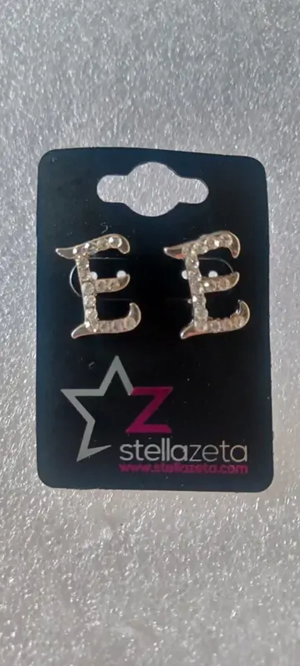 Boucles d'oreilles grand "E" strass