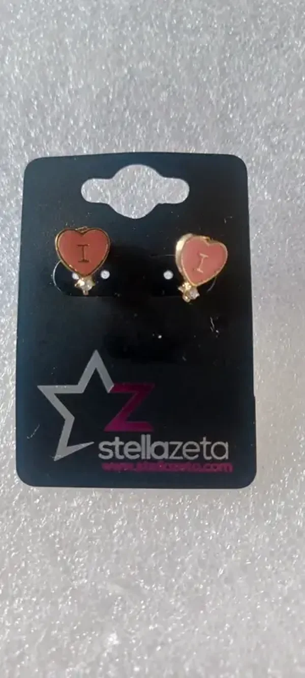 Boucles d'oreilles coeur rose avec "I"