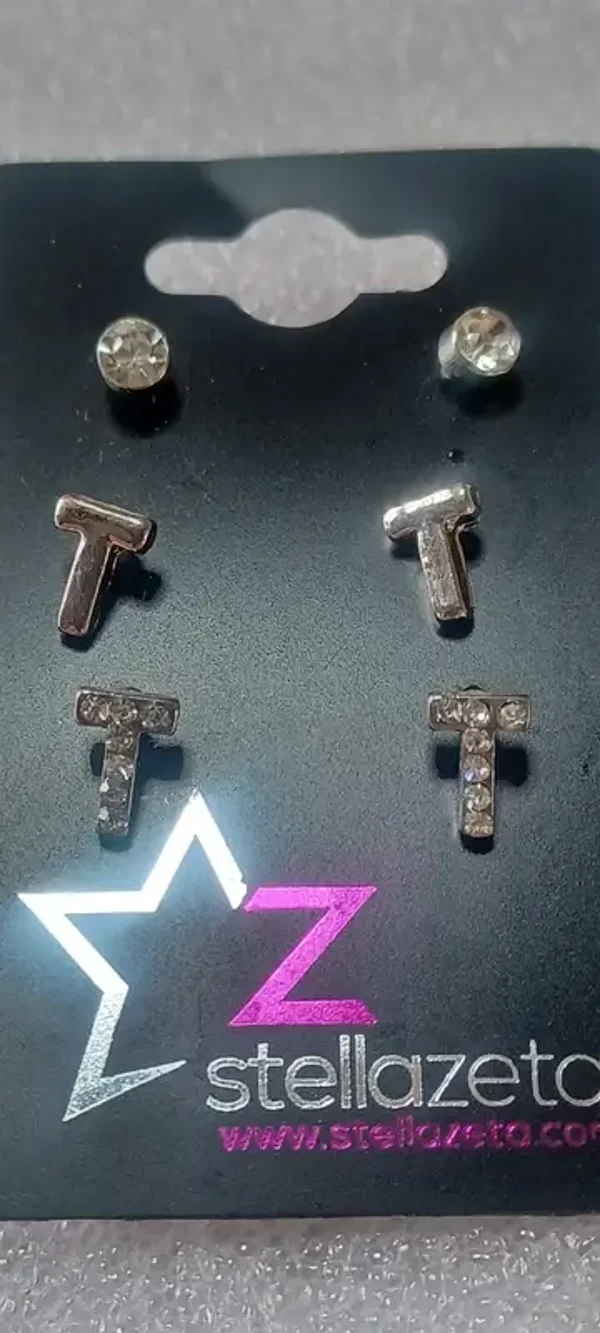 Boucles d'oreilles "T", strass