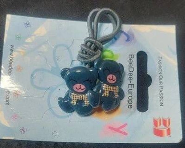 Double élastique avec petits ours bleu foncé