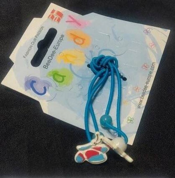 Double élastique avec petits papillons bleus