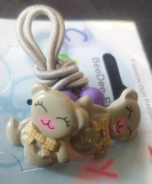 Double élastique avec petits ours gris