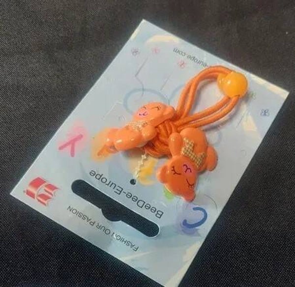 Double élastique avec petit ours orange