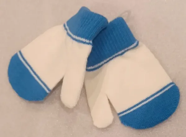 Moufles bébé bleu et blanc