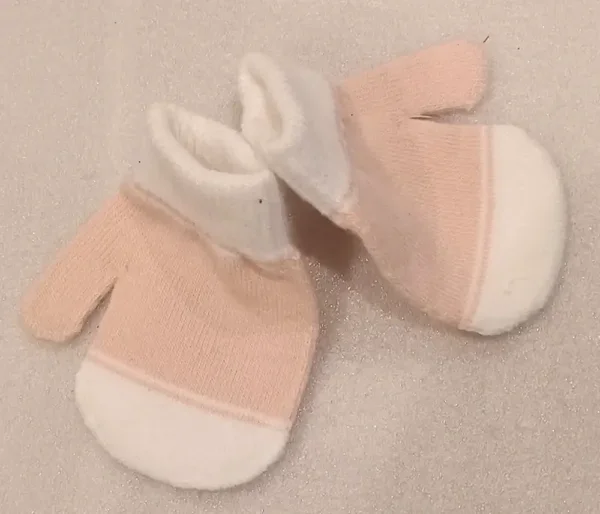 Moufles bébé rose et blanc