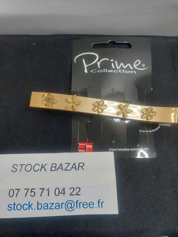 Barrette pince crocodile modèle doré avec fleurs