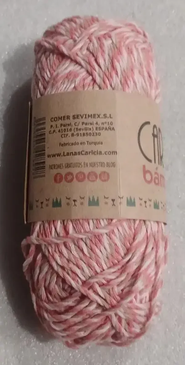 Fil à tricot ou crochet rose, blanc, gris