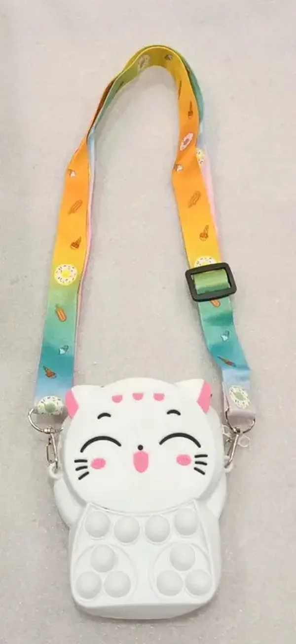 Sac silicone à bandoulière réglable chat blanc
