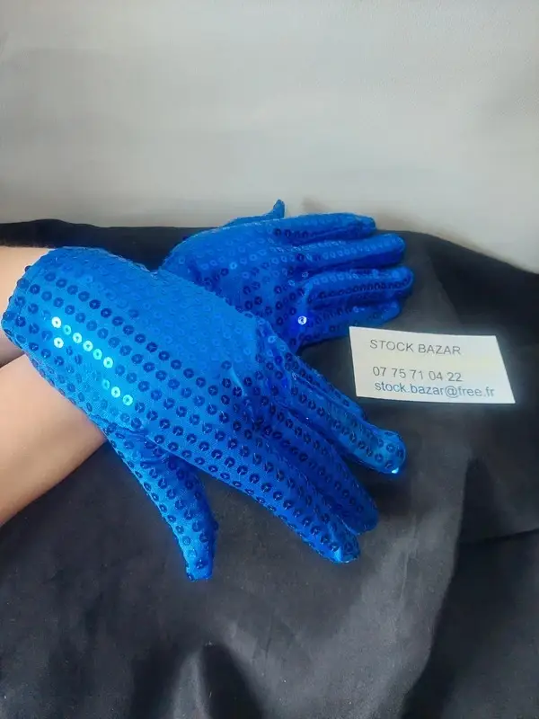 Gants paillettes / sequins bleus