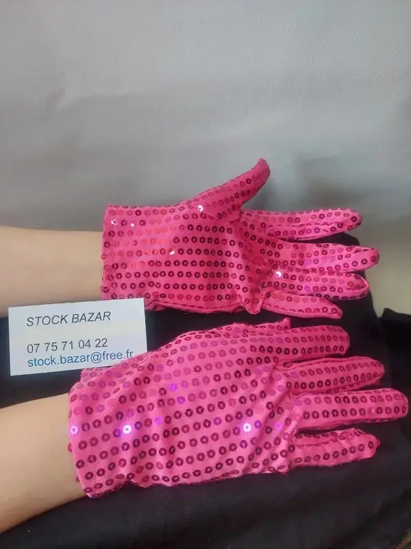 Gants paillettes / sequins roses