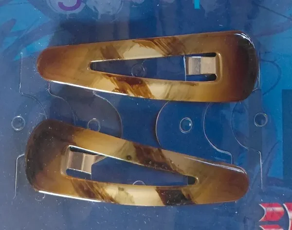 Double barrettes pince clic clac écaille marron