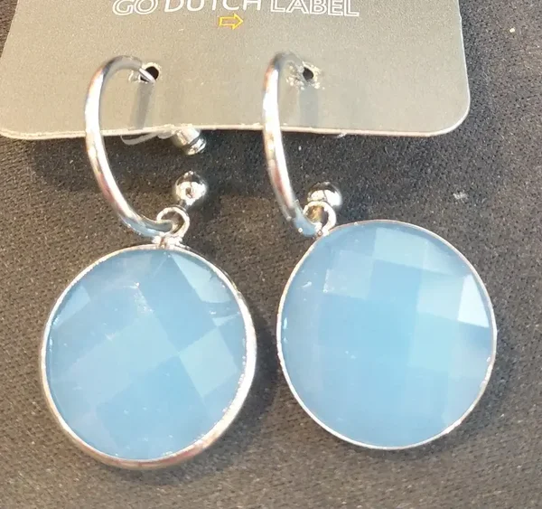 Boucles d'oreilles pierres rondes bleues