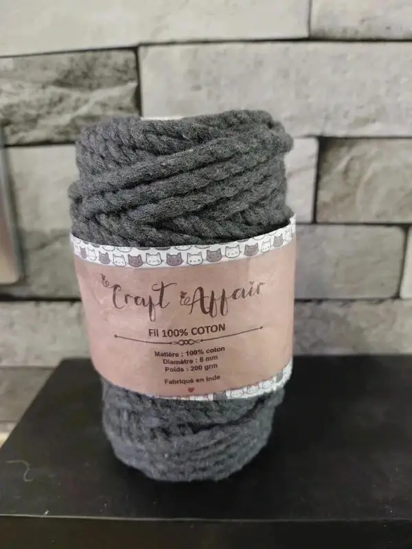 Bobine macramé tressé gris foncé