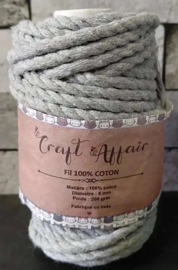 Bobine macramé tressé gris clair