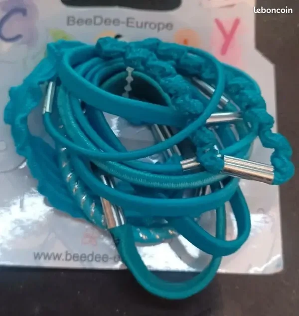 Lot d'élastiques bleu turquoise