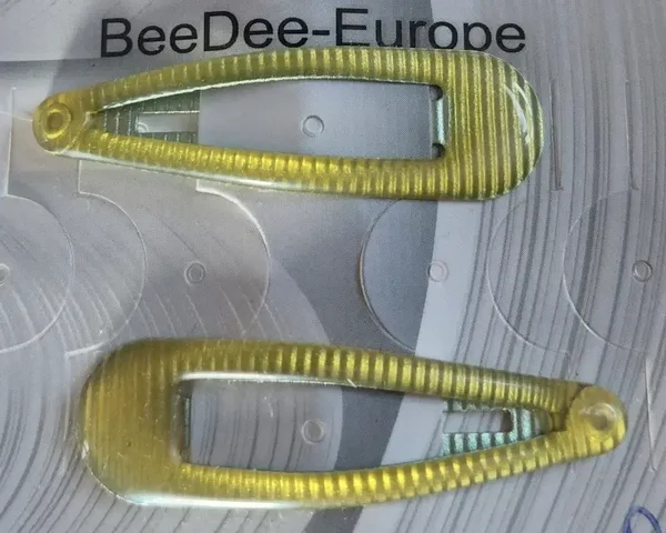 Double barrettes pince clic clac rayées vert